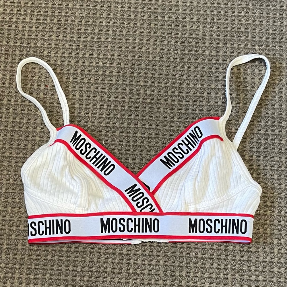 Moschino logo tape bralette